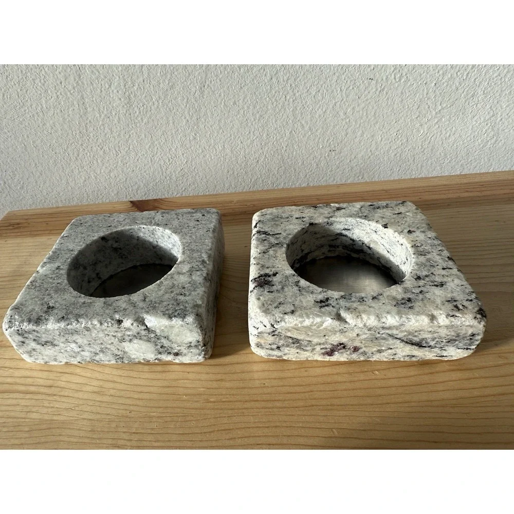 VTG Set Of 2 Granite/Stone Coasters Or Candle Holder Raw Rough No Polish Organic